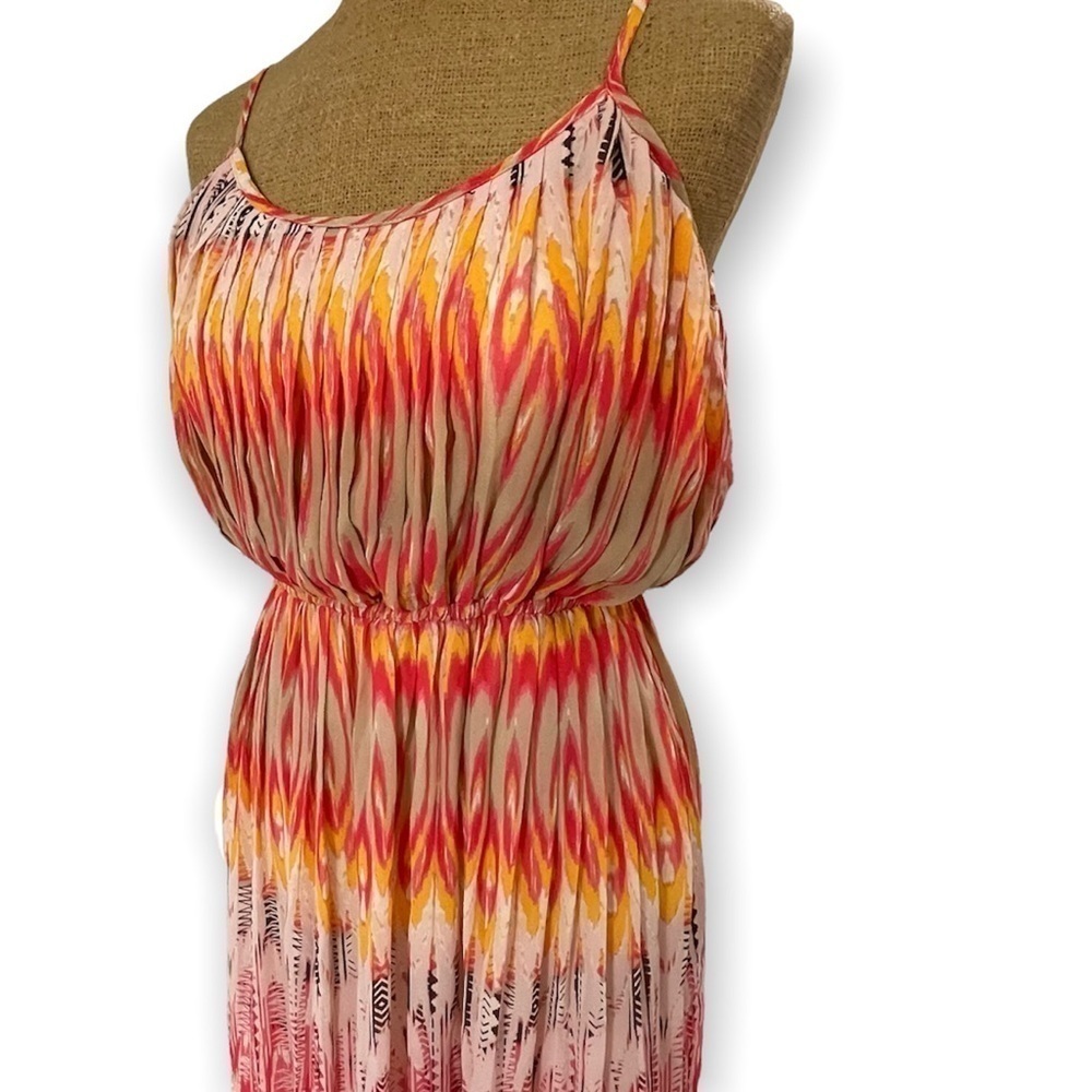American Rag tribal spaghetti strap boho maxi dress sheer w/ slip elastic waist - Picture 6 of 10